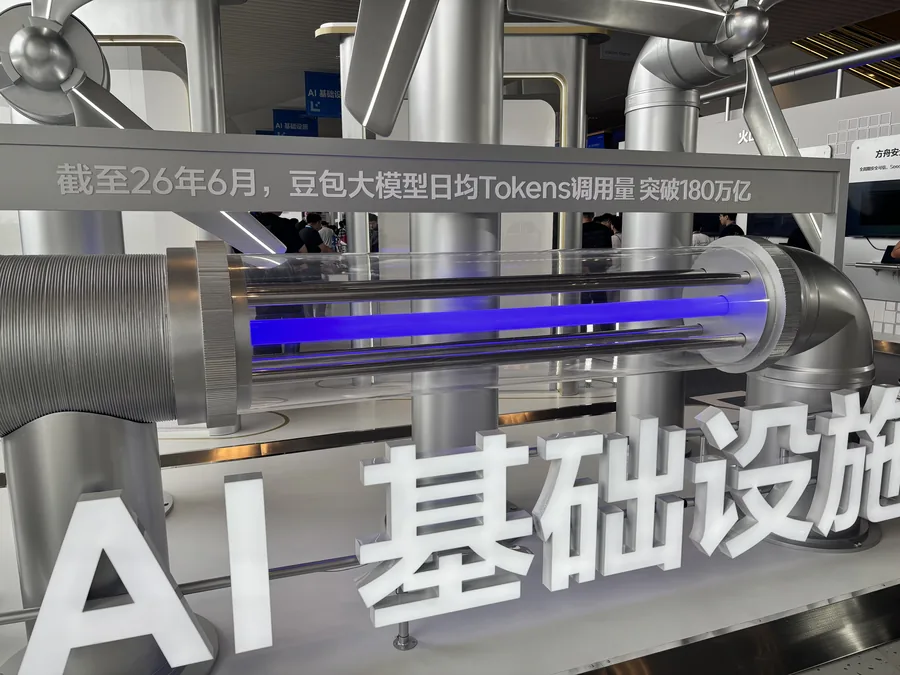 展区 AI 基础设施展台：豆包大模型日均 Tokens 调用量突破 180 万亿