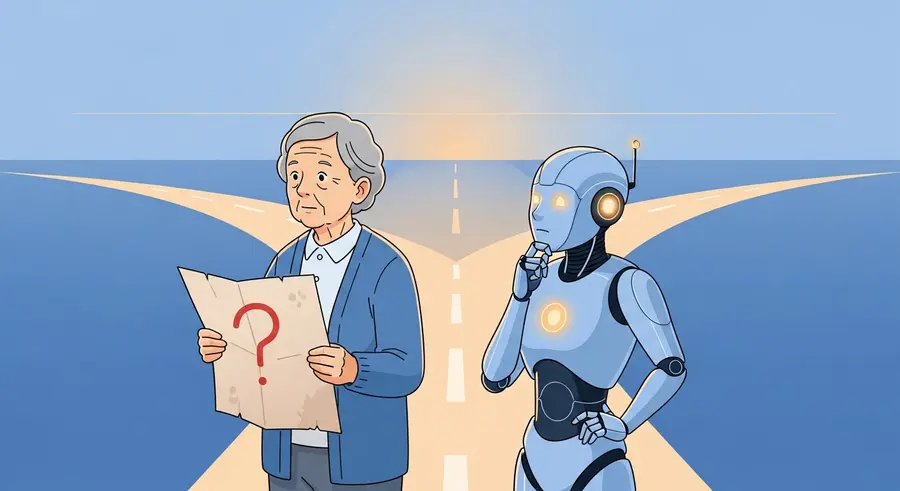 老人与 AI 在岔路口,学会追问才能用好 AI
